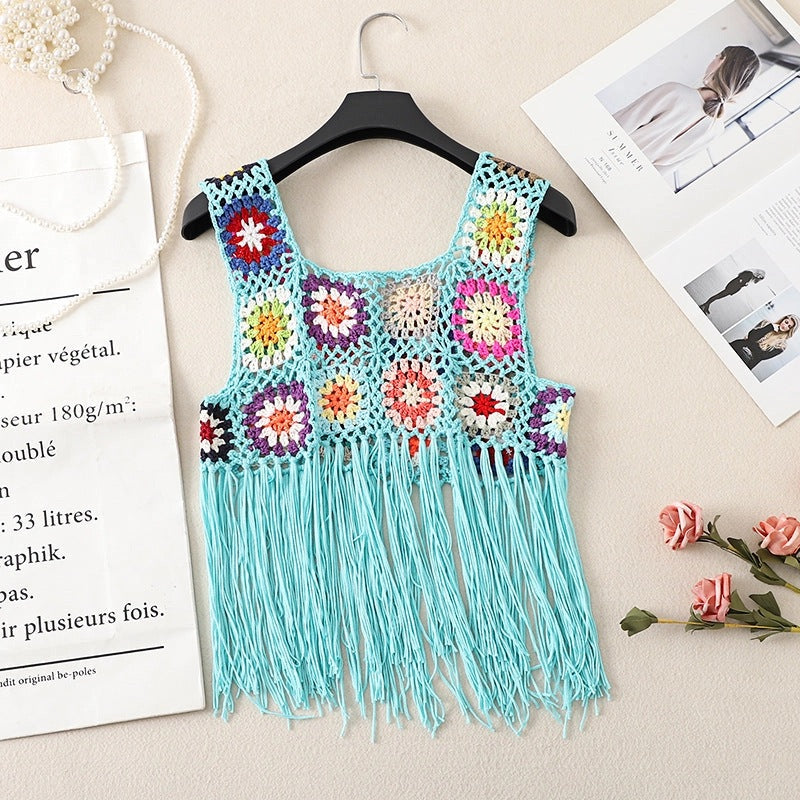 Crochet fringe crop top