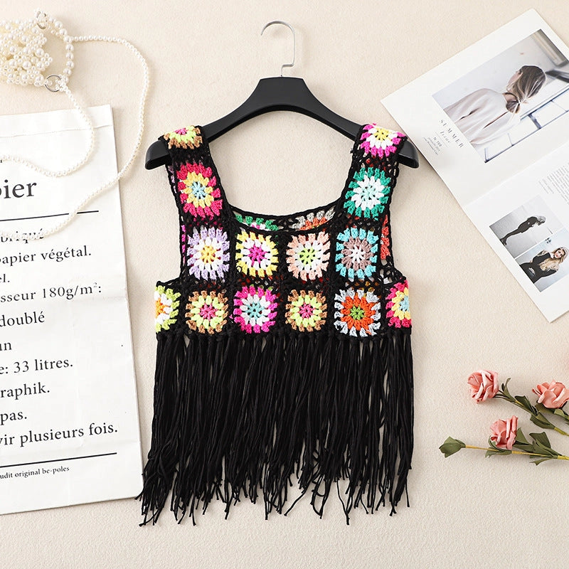 Crochet fringe crop top