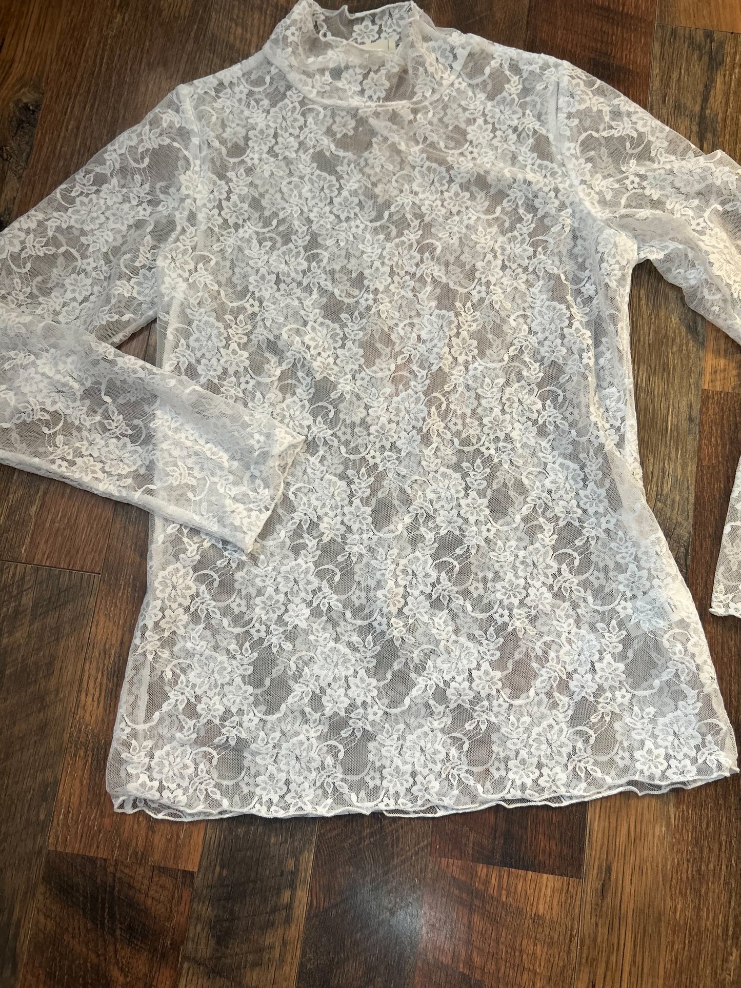 Delicate White Lace Mesh Layering Top