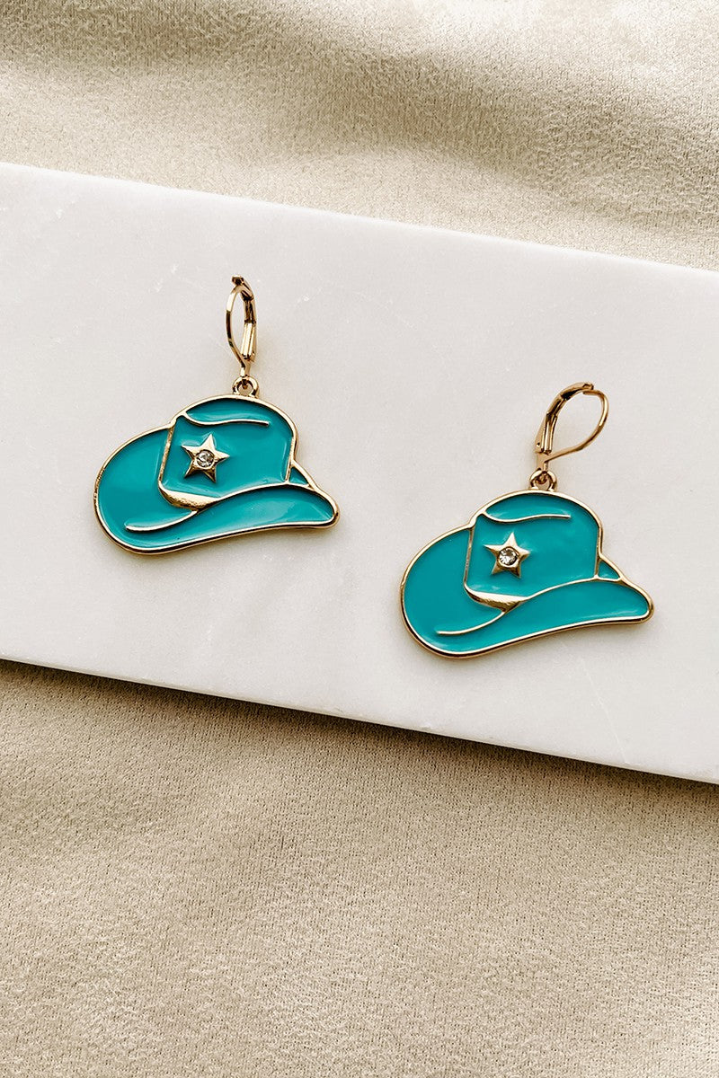Turquoise Cowboy Hat Earrings