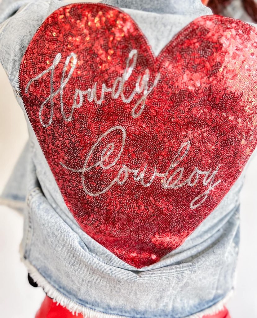 "Howdy Cowboy" Cropped Denim Jacket